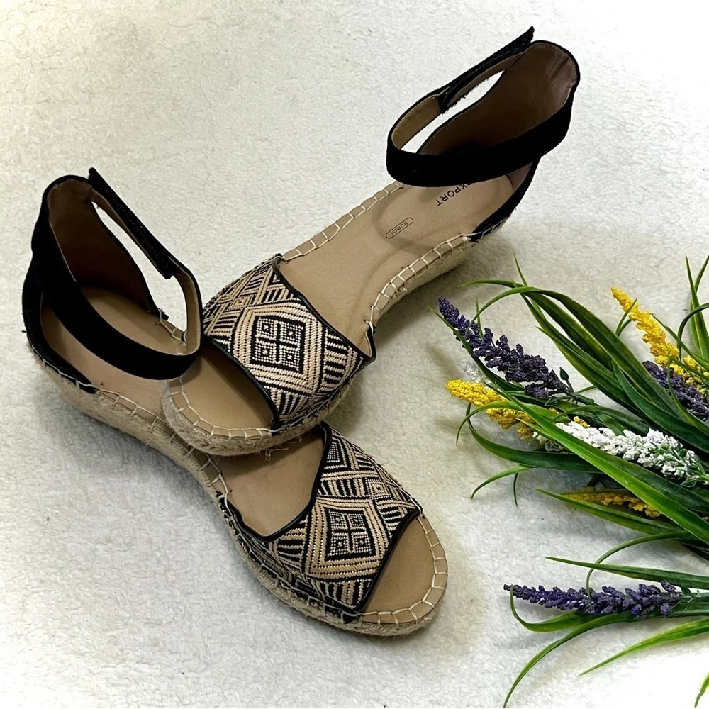 Rockport Marah Espadrille Geometric Print Wedge Sandals - Size 10